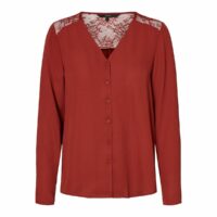 Blouse col V  détail dentelle épaules et dos Marron Vero Moda