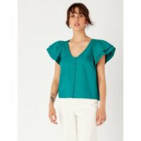 Blouse droite manches volants Vert Naf Naf