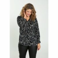 Blouse en viscose imprimé dessin col chemise manches longues Noir PAPRIKA