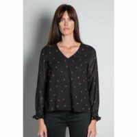 Blouse imprimée col V LIDIA Noir Deeluxe