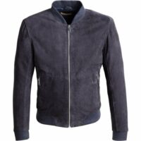 Blouson cuir velours de chèvre coupe bomber JOS Bleu CHYSTON