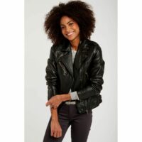 Blouson en cuir d'agneau style rock Naf Naf