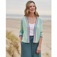 Cardigan ouvert détail chevron pur coton Bleu WOOLOVERS