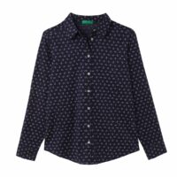 Chemise boutonnée en coton à motifs fleuris Marine Benetton