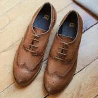 Derbies en cuir à bout fleuri Camel ou Noir LA REDOUTE COLLECTIONS