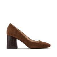 Escarpins en cuir talon large Marron Anne weyburn