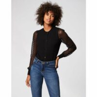 Gilet manches longues en dentelle Noir Morgan