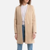 Manteau sans col mi-long Bleu Marine;Beige LA REDOUTE COLLECTIONS