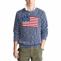 Pull col rond drapeau américain Bleu Chiné Polo Ralph Lauren