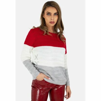 Pull col rond grosse maille Blanc KEBELLO