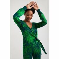 Pull jacquard tropical Vert Desigual