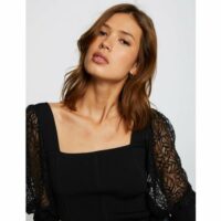 Pull manches courtes en dentelle Noir Morgan