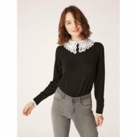 Pull manches longues col amovible Noir Naf Naf