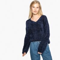 Pull uni en maille poilue Marine BEST MOUNTAIN