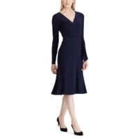 Robe à encolure croisée et manches longues Marine Lauren Ralph Lauren