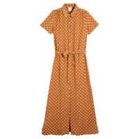 Robe chemise longue à manches courtes AURELIE Marron PETITE MENDIGOTE