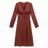 Robe col V manches longues longueur midi Marron LA REDOUTE COLLECTIONS