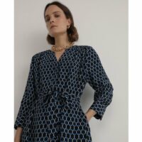 Robe midi ceinture imprimé géométrique Bleu WOMAN EL CORTE INGLES