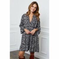 Robe trapèze motif reptile Noir JOSEFINE