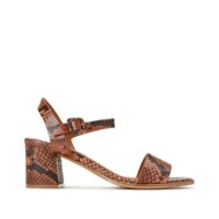 Sandales à talon en cuir motif python DIANE Marron ANTHOLOGY PARIS