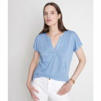 T-shirt manches courtes lin ILARIA Bleu Maison 123