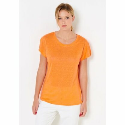 T-shirt uni en lin Orange CAMAIEU