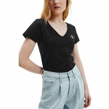 Tee shirt manches courtes petit logo MONOGRAM SLIM VNECK Noir Calvin Klein