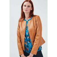 Veste droite zippée col rond Marron BREAL