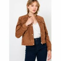 Veste  en croûte de cuir Marron CAMAIEU