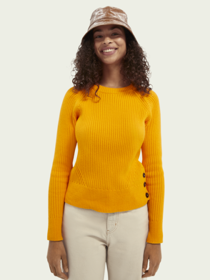 Scotch & Soda Sweat-shirt à tricot côtelé en mélange de coton bio Orange