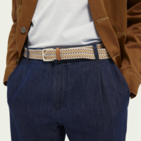 Scotch & Soda Ceinture tissée avec détails en cuir Marron