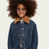 Scotch & Soda Veste en denim avec doublure en tissu peluche Bleu