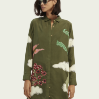 Scotch & Soda Robe imprimée boutonnée transparente Vert