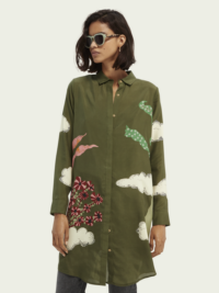 Scotch & Soda Robe imprimée boutonnée transparente Vert