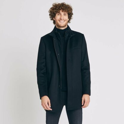 Manteau zippé en laine - Noir Brice