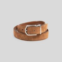 Ceinture réversible à boucle croûte de cuir velour - Camel Jules