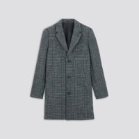 Manteau col tailleur à carreaux - Bleu Fantaisie Brice