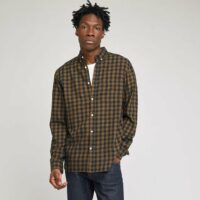 Chemise regular carreaux coton flanelle - Ocre Jules