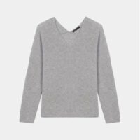 Pull ample femme cachemire Madina col V Gris Maje