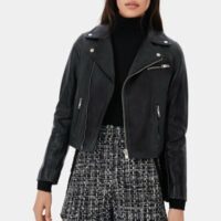 Blouson cuir Bexitar biker Noir Maje