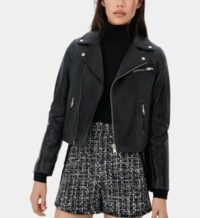 Blouson cuir Bexitar biker Noir Maje