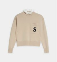 Pull col volants siglé laine Beige Sandro