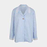 Chemise droite rayures dentelle anglaise coton Bleu Sandro