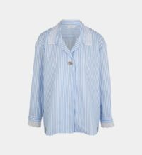 Chemise droite rayures dentelle anglaise coton Bleu Sandro