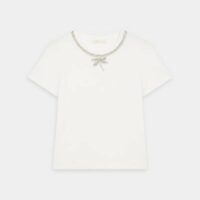 T-shirt droit Topal coton strass Blanc Maje