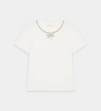 T-shirt droit Topal coton strass Blanc Maje