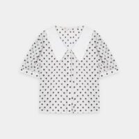 Blouse Coiso imprimée pois col richelieu Blanc Maje