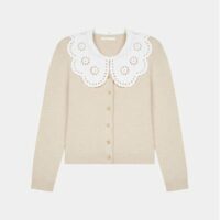 Cardigan Micron col popeline Beige Maje