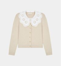 Cardigan Micron col popeline Beige Maje