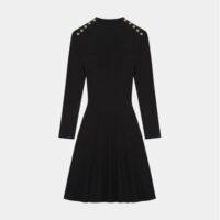 Robe courte Roseo maille côtelée Noir Maje